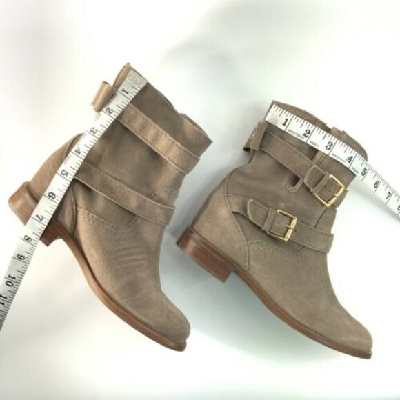 Kate Spade New York Short Boot Size 5.5 Tan Suede Ankle Buckle Brazil - Picture 5 of 13